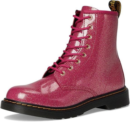 Dr. Martens unisex-child 1460 Lace Up Boot - Fuchsia/Silver/Gold Glitter - 5 Y