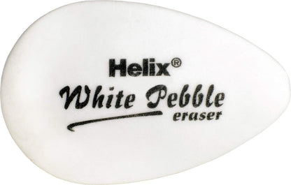 Helix White Pebble Ergonomic Eraser Pack of 2, Latex Free (25001)