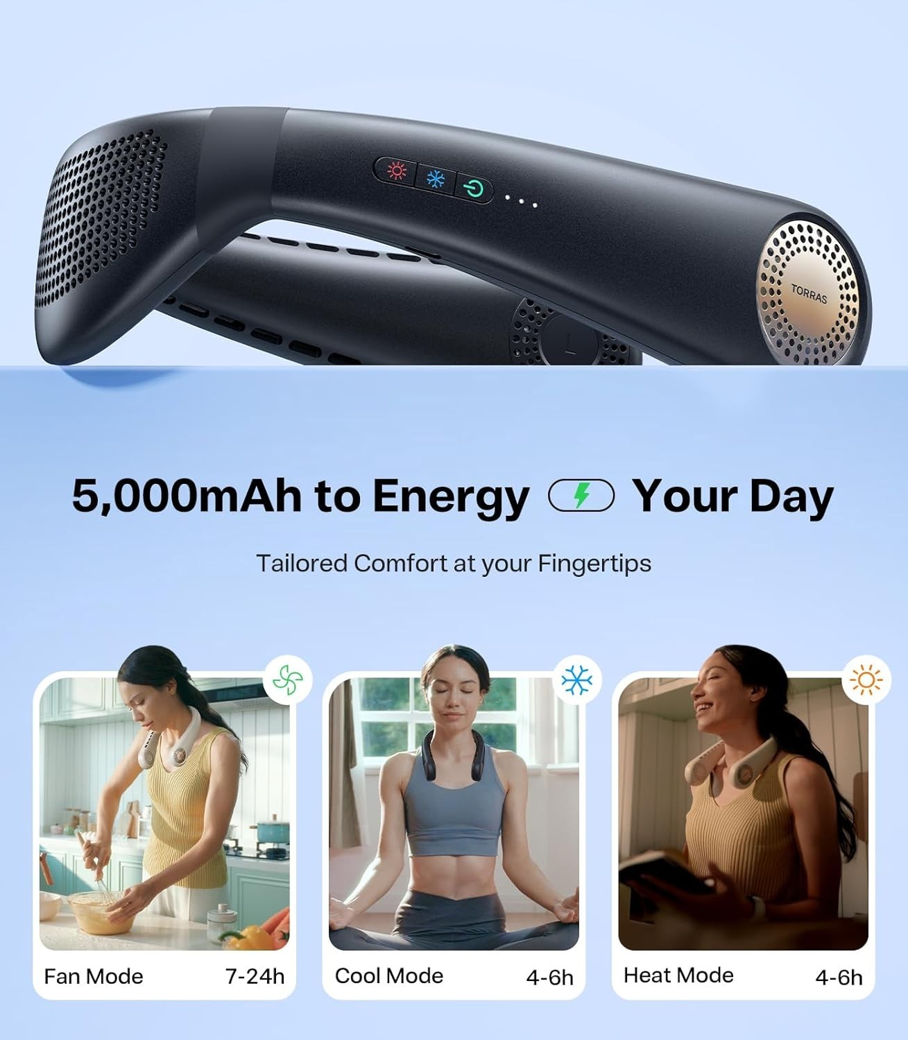 TORRAS Coolify Air 2025 Upgraded Neck Fan Air Conditioner, Upper-Lower Airflow,