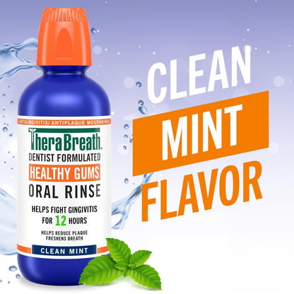 TheraBreath Healthy Gums Oral Rinse Clean Mint, 16oz - 2 Pack - 33.8 Oz