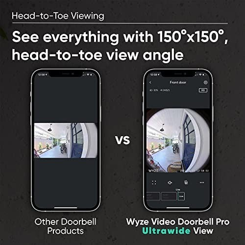 WYZE Wireless Video Doorbell Pro (Chime Included), 1440 HD Video, 1:1 Aspect Ra