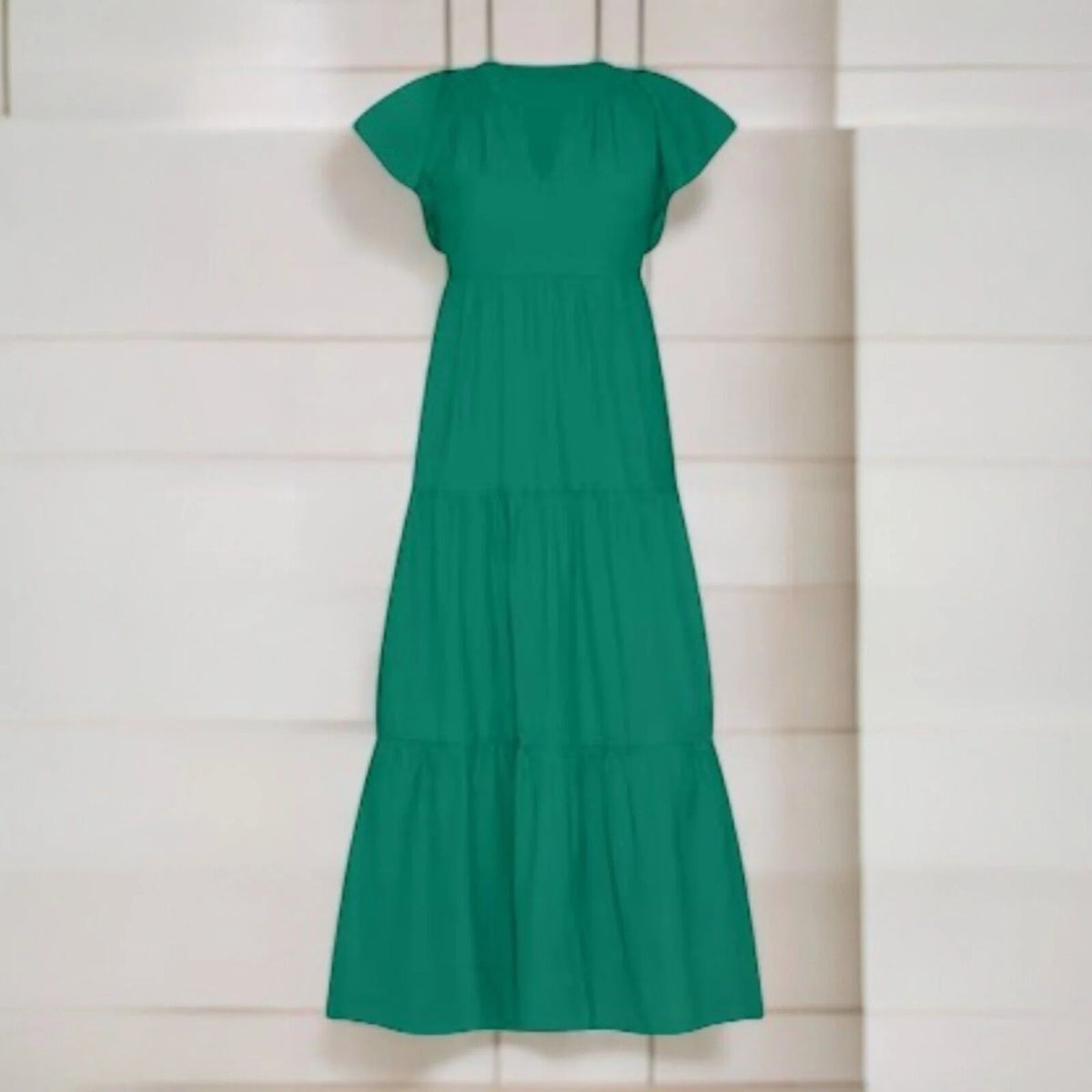 Calvin Klein Women's Flutter Sleeve Tiered Dress, Meadow, Various