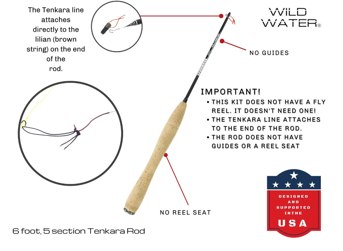 Wild Water Fly Fishing Tenkara Fly Fishing Kit, 6 ft Rod