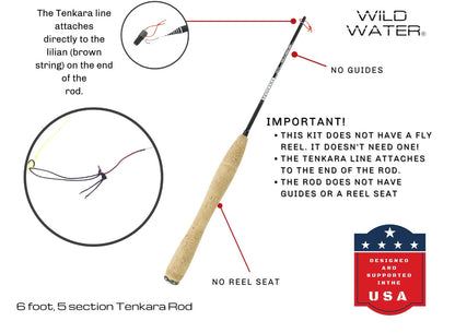 Wild Water Fly Fishing Tenkara Fly Fishing Kit, 6 ft Rod