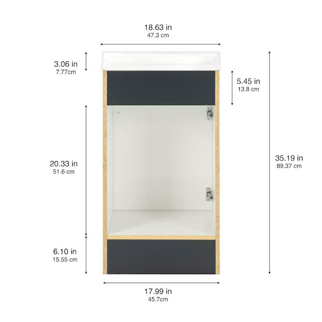 Project Source Dover 18-in Navy Blue Single Sink Bathroom Vanity with White Top