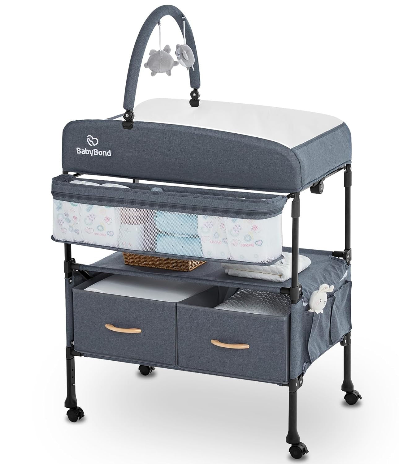 Portable Baby Changing Table with 2 Storage Baskets, Foldable Changing Table ...