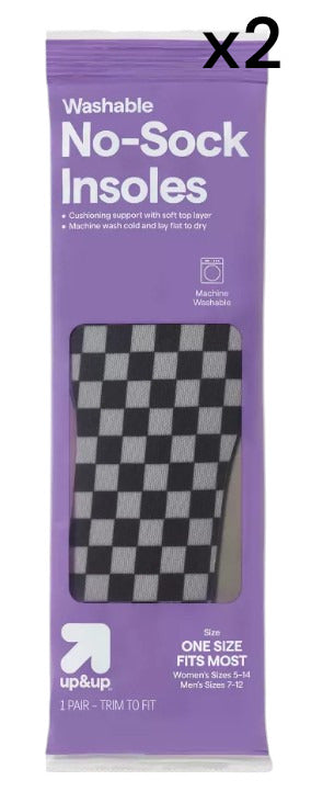 Washable No-Sock INSOLES for Men or Women TRIM TO FIT ( 2 PAIRS ) NEW LOOK!