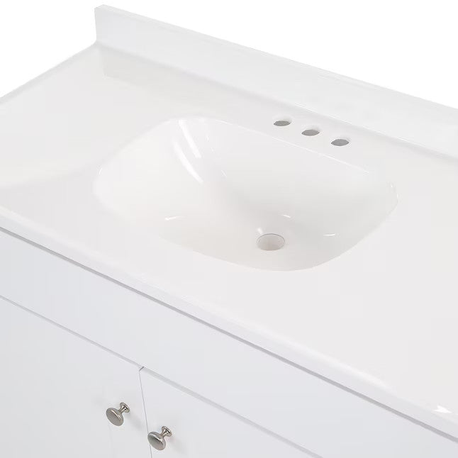 Project Source Dover 36 in White Single Sink Bathroom Vanity with White Top