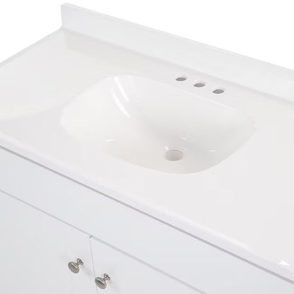 Project Source Dover 36 in White Single Sink Bathroom Vanity with White Top