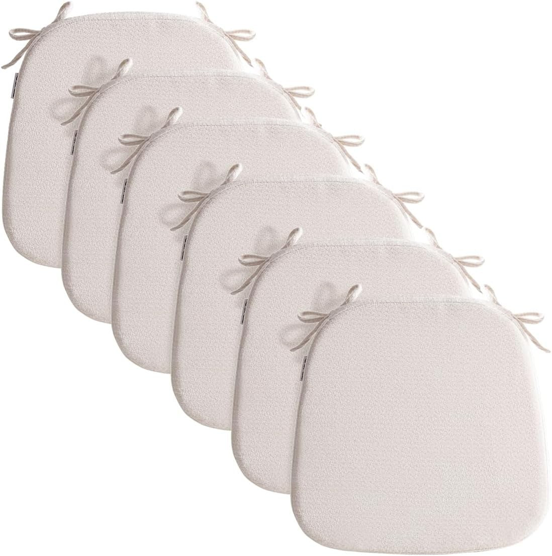 6 Chair Cushions for Dining Chairs, D-Shaped Seat Cushions, Removable, Washable