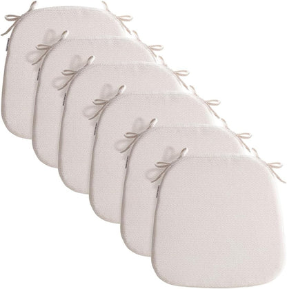 6 Chair Cushions for Dining Chairs, D-Shaped Seat Cushions, Removable, Washable