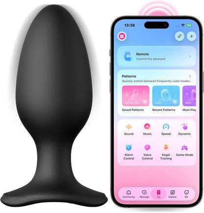 Lovense Hush 2 Rechargeable App Compatible Vibrating Anal Plug 2.25in