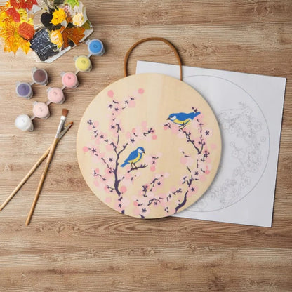 8" Cherry Blossom & Birds Paint-by-Number Plywood Surface Kit by Artist's Loft®