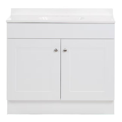 Project Source Dover 36 in White Single Sink Bathroom Vanity with White Top