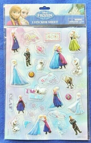 Frozen Anna & Elsa 28pc 3-D Stickers Disney Olaf Snow Queen Snowflakes Moose NIP