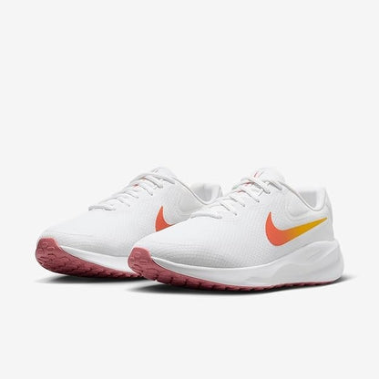 Women's Nike Revolution 7 Wide Road Running Shoes (FZ6829-100) White/Magic Ember