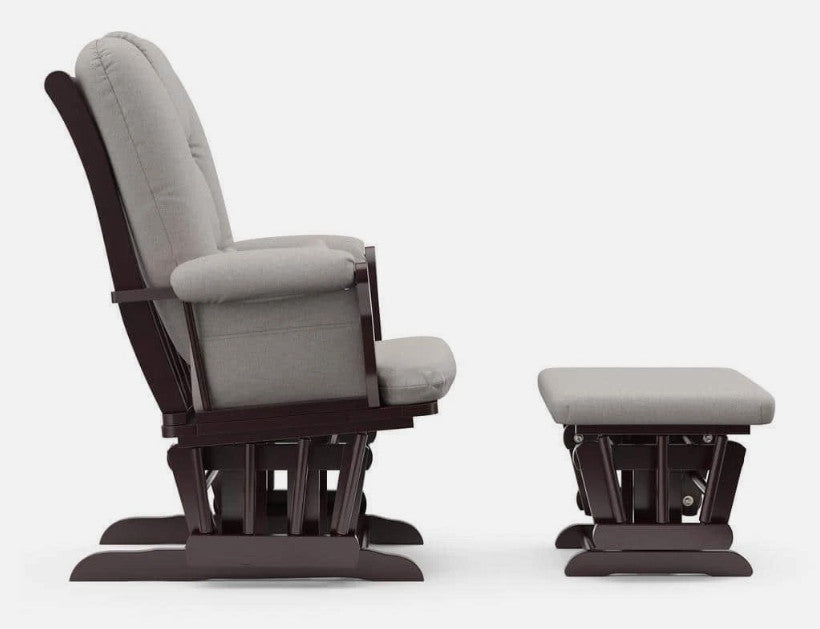 StorkCraft Tuscany Custom Glider and Ottoman in Espresso and Taupe