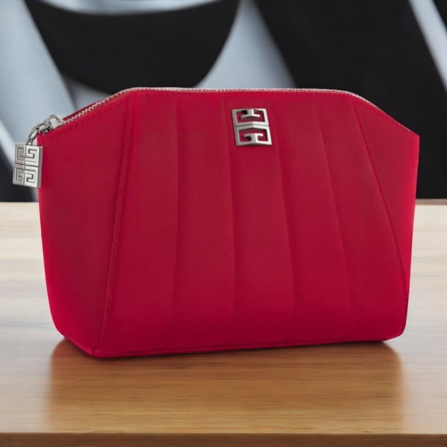 Givenchy Parfums Iconic Red Pouch Cosmetic Makeup Travel Bag Case NIB