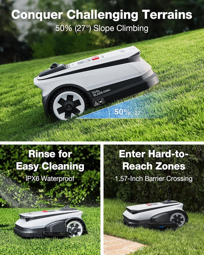 ECOVACS Goat A3000 LiDAR PRO Robotic Lawn Mower for Up to 0.75 Acre, 7.5Ah Ba...