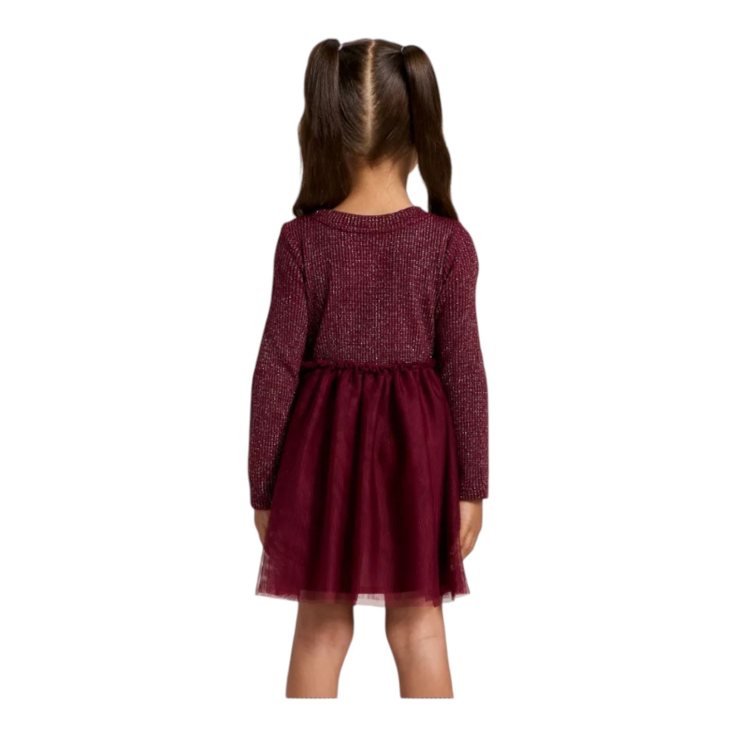 Toddler Girls' Long Sleeve Sparkle Ribbed Tulle Dress - Cat & Jack