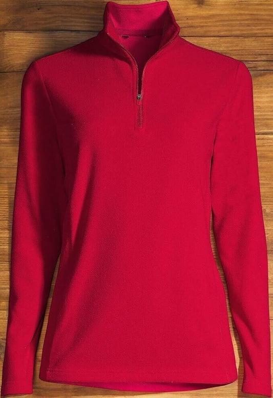 Women's Lands' End Quarter-Zip Fleece Pullover, Rich Red, XL