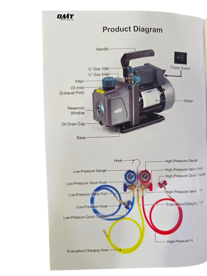 OMT Single Stage Vacuum Pump/Guage Kit