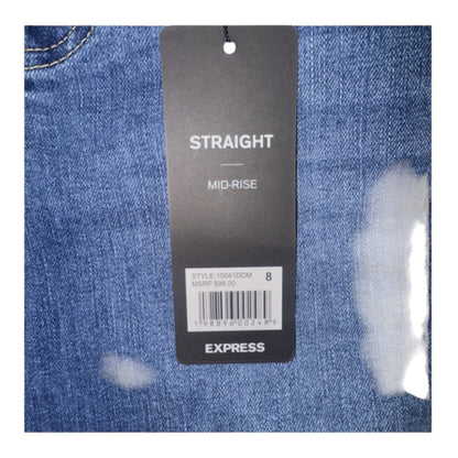 New Express Women’s Straight Mid Rise Blue Jeans Denim - Tie Belt - 10041DDM