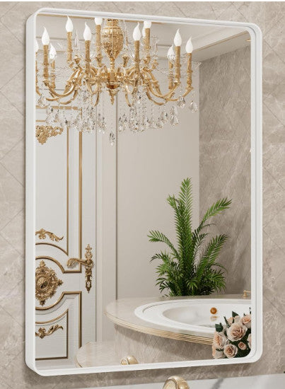 LOAAO 24"X36" White Metal Framed Bathroom Mirror for Wall (W6090)