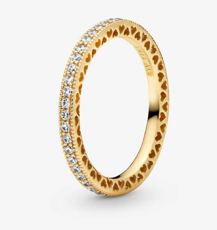 AUTHENTIC PANDORA Sparkle & Hearts Ring - SIZE 9 (168655C01-60)