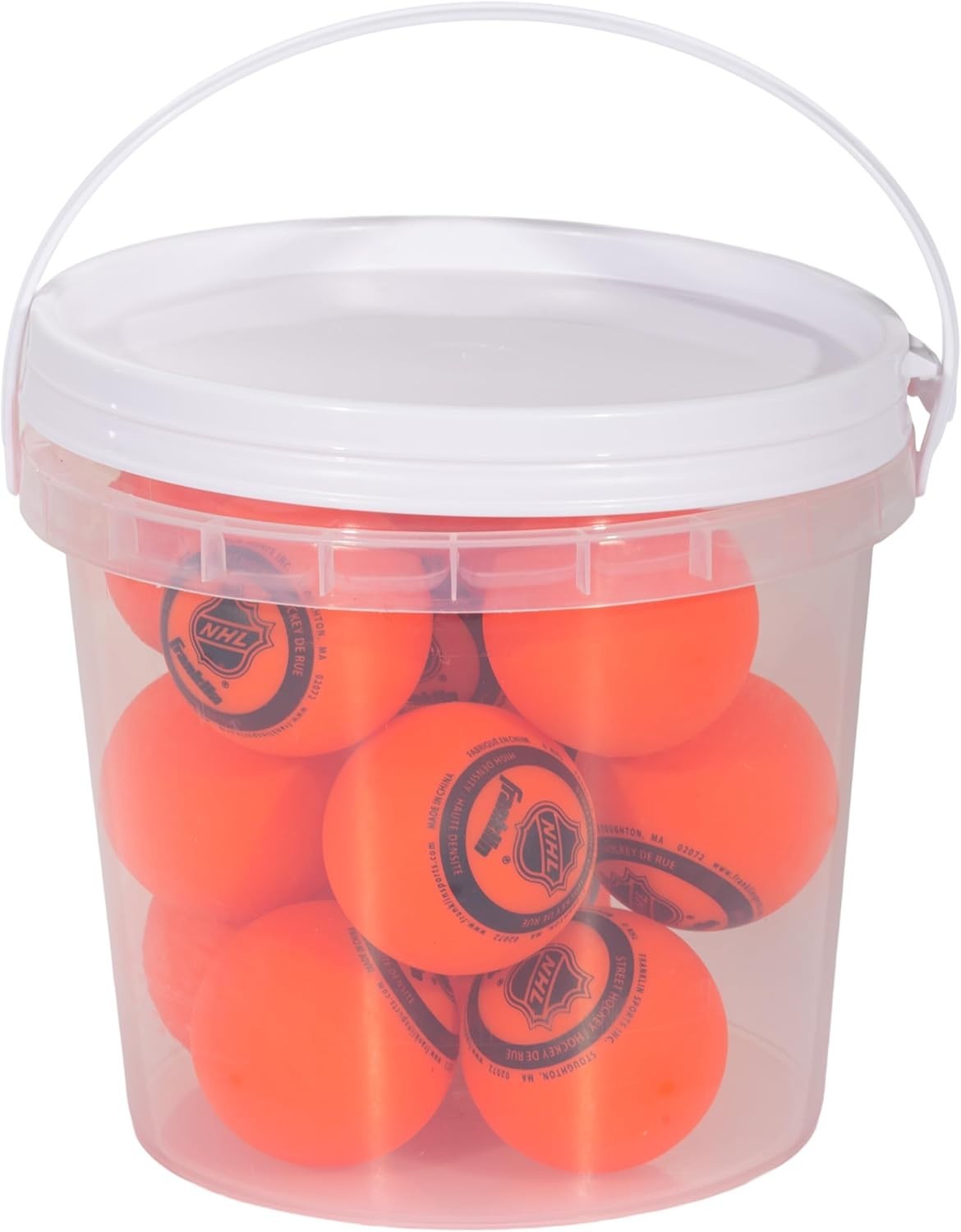 Franklin Sports Street Hockey Ball Bucket 15 Outdoor Nhl Hockey Ball, Low Bounce