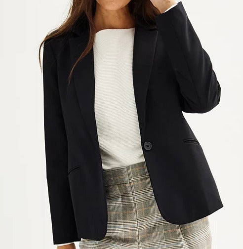 NWT Nine West Women's Single Button Blazer Black Size 4 Business Career Office