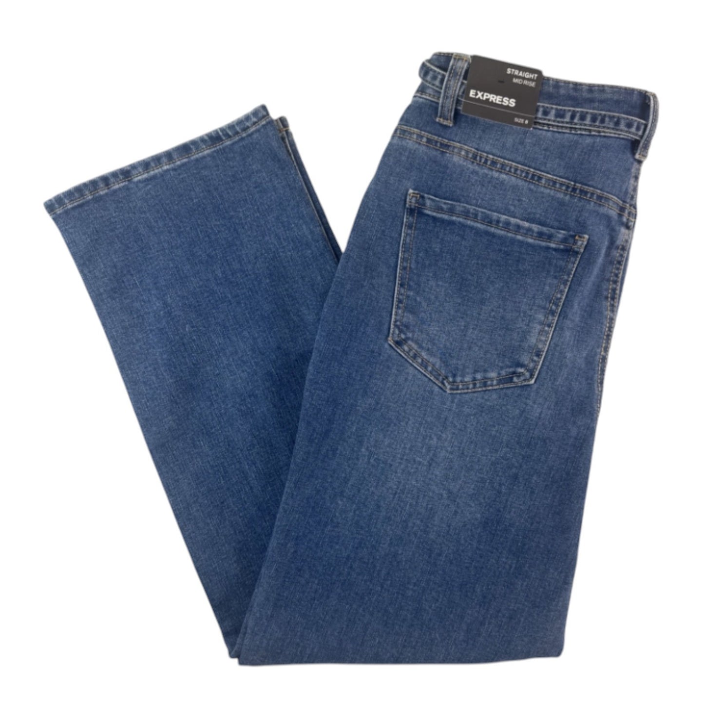 New Express Women’s Straight Mid Rise Blue Jeans Denim - Tie Belt - 10041DDM