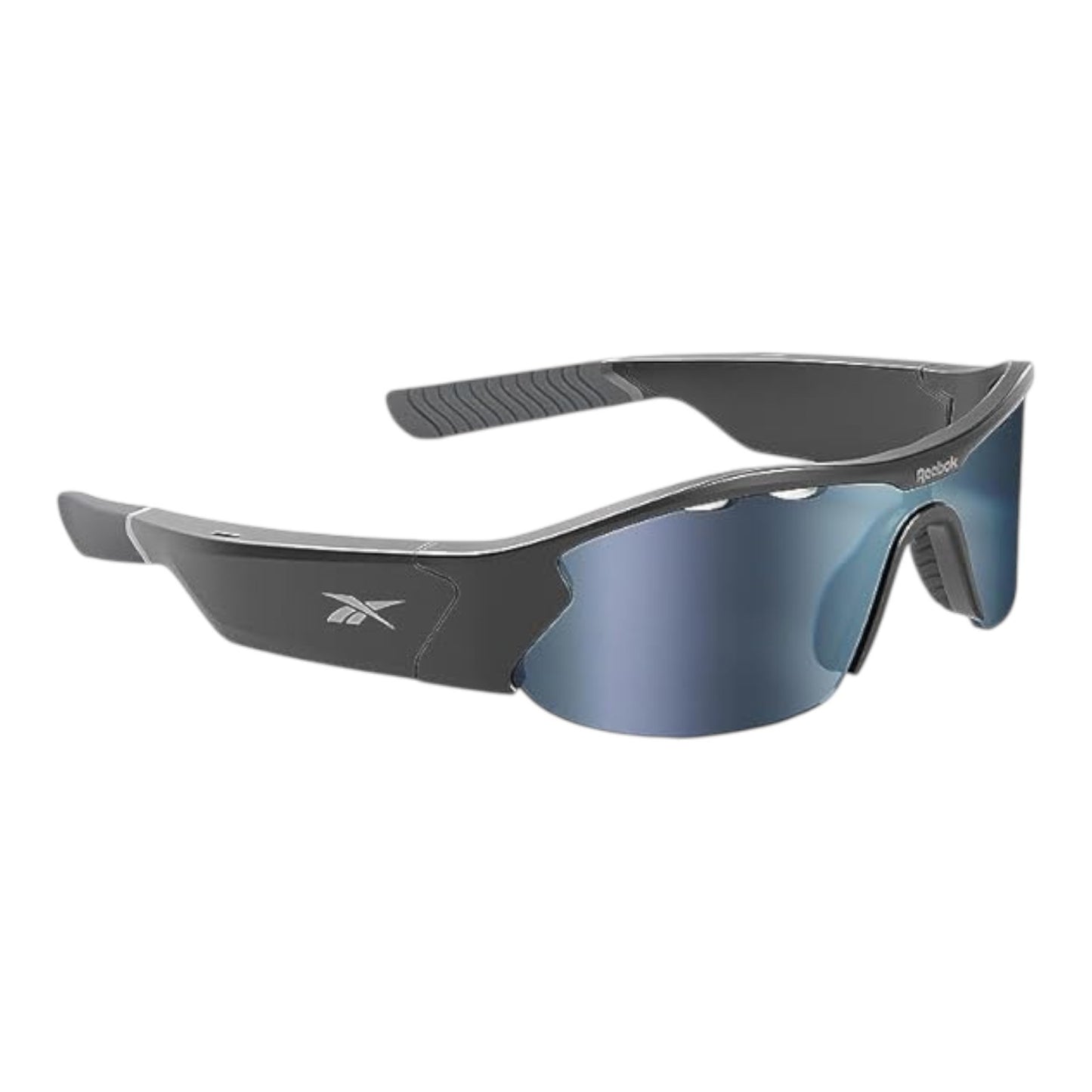 Reebok Octane Smart Audio Sunglasses, Matte Black Frame, Silver Mirror Lens