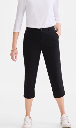 Style & Co Womens Utility Capris, Blue, Black, White, Straight, Mid rise