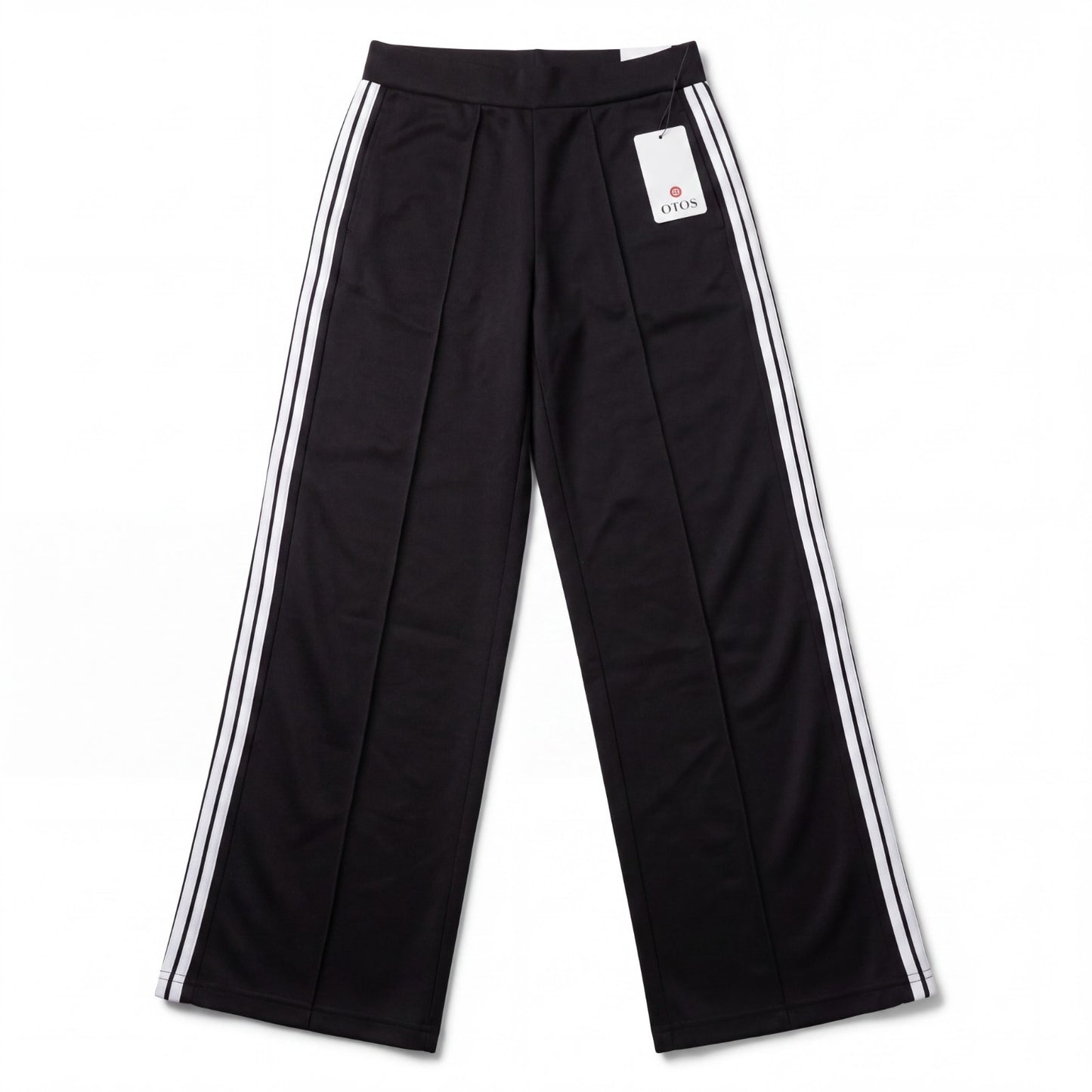 OTOS Women's Black 4 Way Stretch Pants with White Stripes on Side