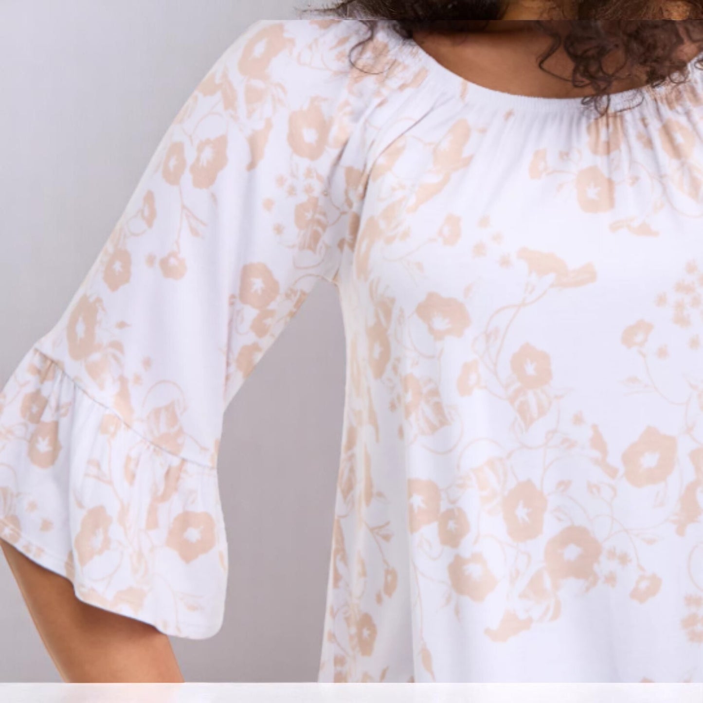 Style&co Women's Floral Print Ruffle Sleeve Top NWT