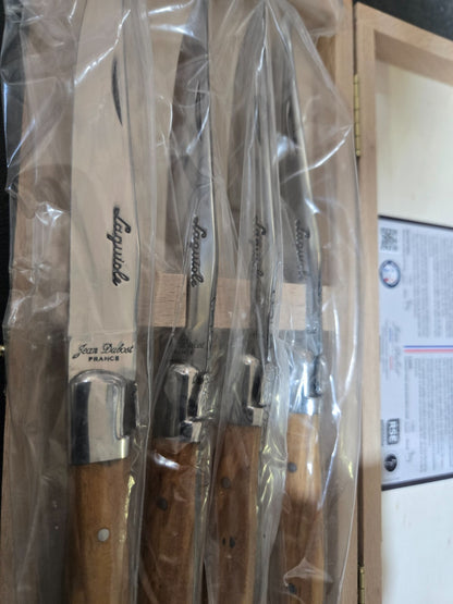 French Home Laguiole Steak Knives, Set of 4 (Olive Handle) Wood Grain 4-piece