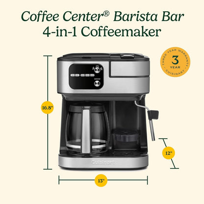 NEW Cuisinart Coffee Center Barista Bar 4-in-1 Coffeemaker SS-4N1NAS Black