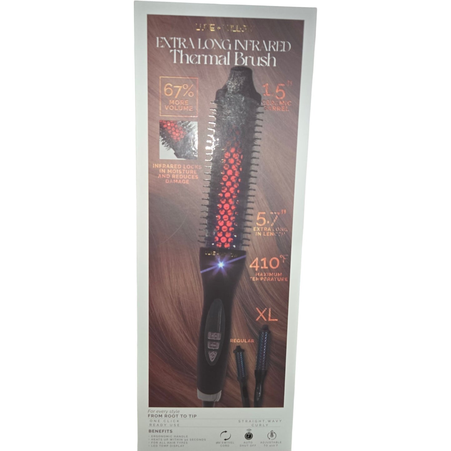 Luxe + Willow Infrared Thermal Brush Extra Long 1.5" Barrel Auto Shut-Off 410°F