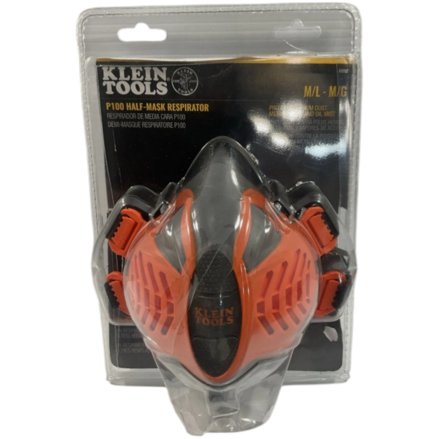Klein Tools 60552 P100 Half-Mask Respirator with Replaceable Filters Dust, M/L