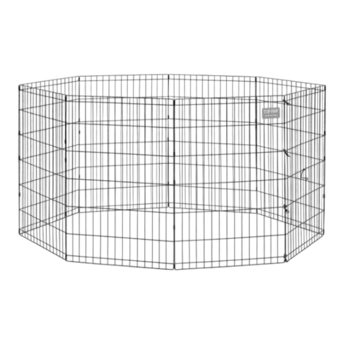 Top Paw Exercise Pen 24" | 8 x 24" panels | Portable Dog Play Pen | Step-in Door