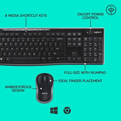 Logitech (MK270) Wireless Keyboard & Mouse Combo - Black