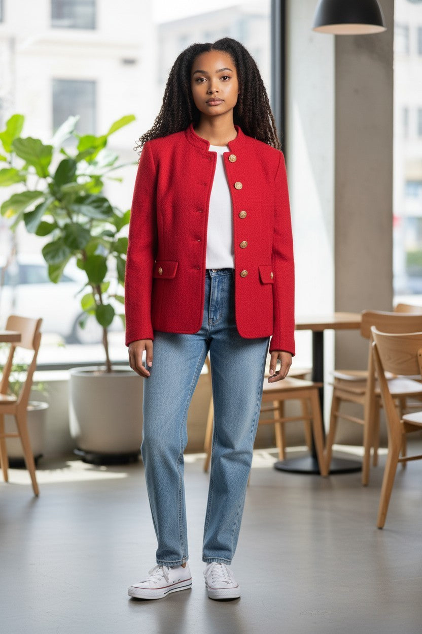 NWT Talbots Women's Red Short Wool Peacoat - Color: Red Pop - Sizes 2-14