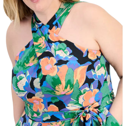 Tahari Plus Size Twist Halter-Neck Jersey Jumpsuit