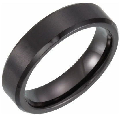 6mm Black PVD Beveled Edge Tungsten Band