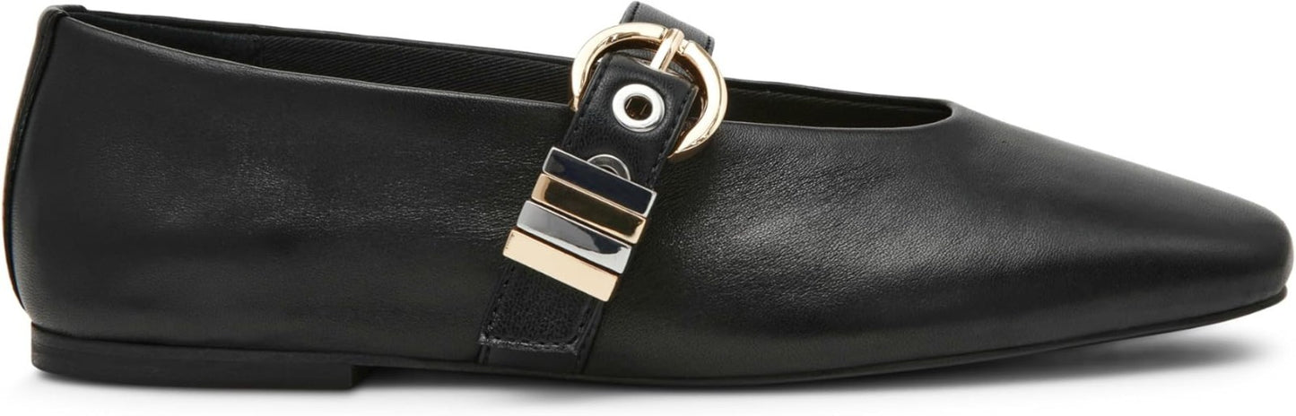 Steve Madden Lucia Mary Jane Ballet Flat - Black Leather - Women's 8.5