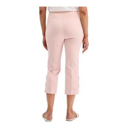 JM Collection Women's Side Lace-Up Pull-On Capri Pants - Pale Blush - Large