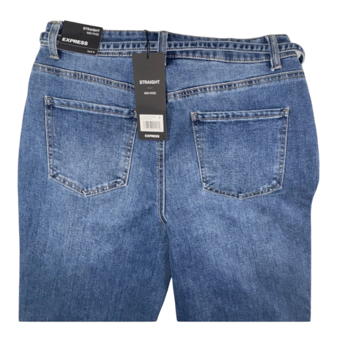 New Express Women’s Straight Mid Rise Blue Jeans Denim - Tie Belt - 10041DDM