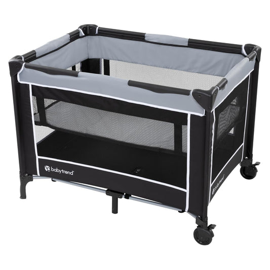 Baby Trend Portable Playard with Bassinet, Twinkle Grey PY91E11G