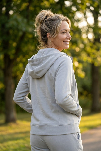 New Grey Women's Tek Gear Ultrasoft Fleece Full-Zip Hooded Sweatshirt - Gray